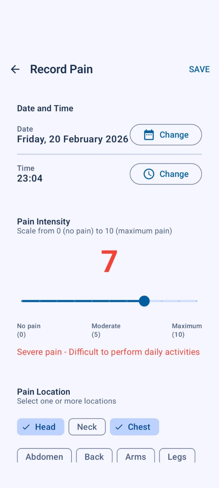 My Cancer Pain Journal screenshot